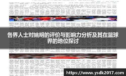 各界人士对姚明的评价与影响力分析及其在篮球界的地位探讨